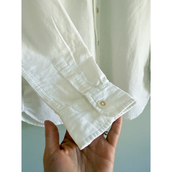 J.Crew | NWT Men's Linen-cotton blend twill workshirt in White | Sz M - Picture 4 of 11